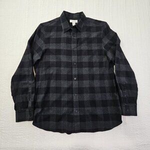 Calvin Klein Flannel Shirt Men's M Medium Black Check Long Sleeve EUC Old Money